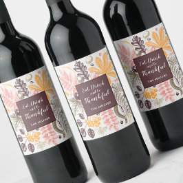 Etiqueta Para Botella De Vino Botánicas de Acción de Gracias de Otoño