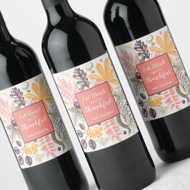 Etiqueta Para Botella De Vino Botánicas de Acción de Gracias de Otoño
