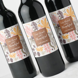 Etiqueta Para Botella De Vino Botánicas de Acción de Gracias de Otoño