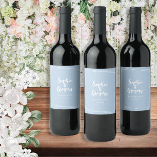 Etiqueta Para Botella De Vino Botella de bebidas de boda elegante azul claro per