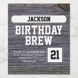 Etiqueta Para Botella De Vino Botella de cerveza Rustic Gray 21st Brew Feliz Cum