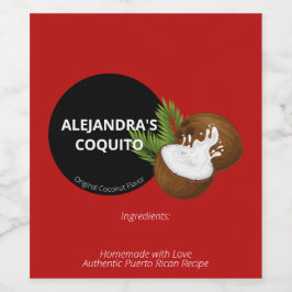 Etiqueta Para Botella De Vino Botella de Coquito Festivo Rojo Moderno con Salpic