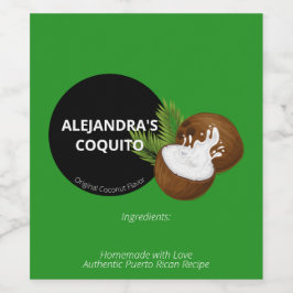 Etiqueta Para Botella De Vino Botella de Coquito Moderno Splash de Coco Verde Fe