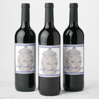 Etiqueta Para Botella De Vino Botella de jarrón de jengibre pintada a mano