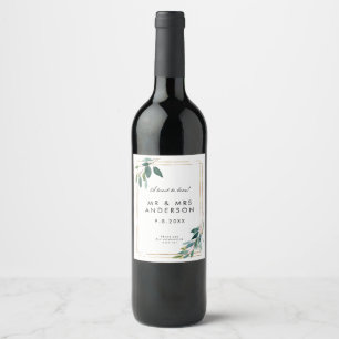 Etiqueta Para Botella De Vino botella de la fiesta de la boda de oro y verde en