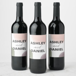 Etiqueta Para Botella De Vino Botella de vino Boda de Círculos Modernos,