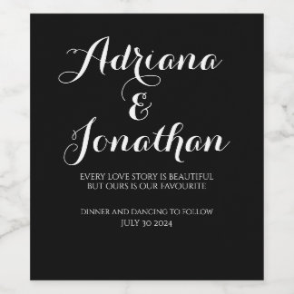 Etiqueta Para Botella De Vino Botella de vino Boda personalizada con negro Perso
