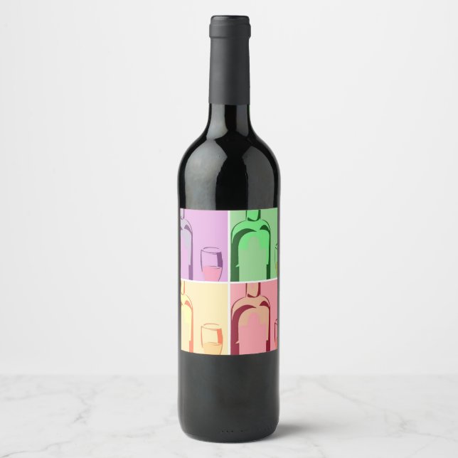 Etiqueta Para Botella De Vino Botellas de vino Pop Art (Anverso)