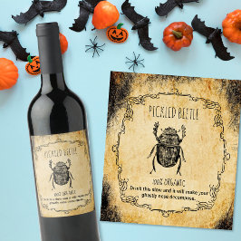 Etiqueta Para Botella De Vino Botica halloween vintage escarabajo recogido