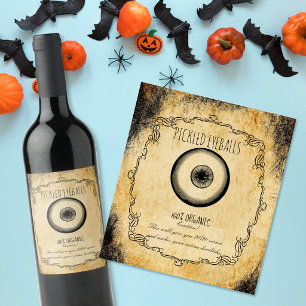 Etiqueta Para Botella De Vino Botica halloween vintage Ojo encurtido