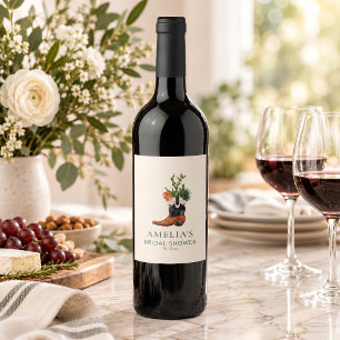 Etiqueta Para Botella De Vino Botín de vaquero occidental Cactus Despedida de so