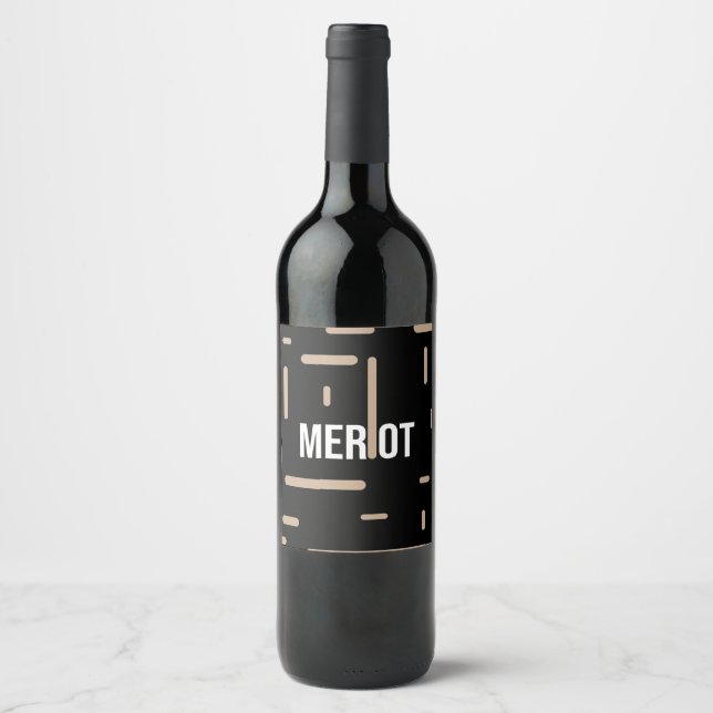 Etiqueta Para Botella De Vino Bottle vine merlot desing (Anverso)