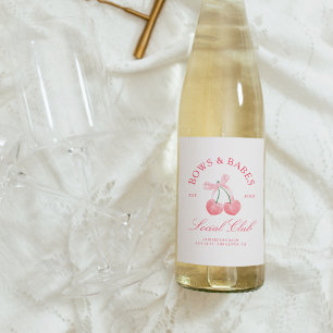 Etiqueta Para Botella De Vino Bows & Babes Coquette Cherries Bachelorette