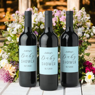 Etiqueta Para Botella De Vino Boy Baby Shower Blue Black