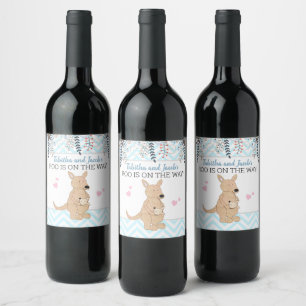 Etiqueta Para Botella De Vino Boy Kangaroo Wine Label Boho Baby Shower