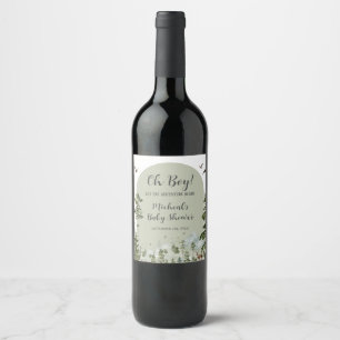 Etiqueta Para Botella De Vino Boy Pine Tree Forest Mountain Baby Shower