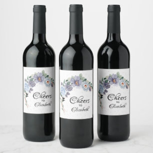 Etiqueta Para Botella De Vino Bridal Shower Purple Floral acuarela