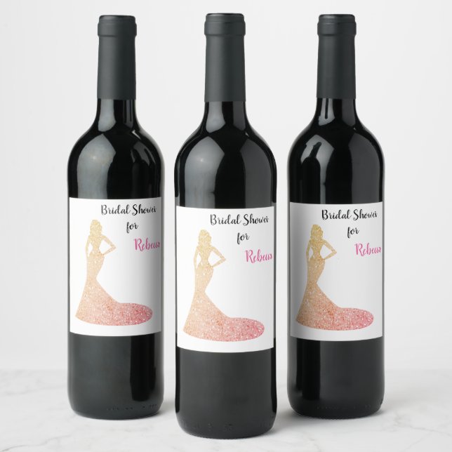 Etiqueta Para Botella De Vino Bridal Shower Sparkle & Shine (Botellas)