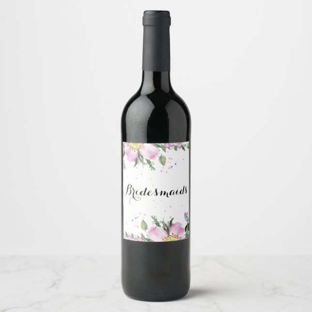 Etiqueta Para Botella De Vino Bridesmaids Bouquet rosado de perro (Anverso)