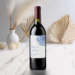 Etiqueta Para Botella De Vino Brillante azul caprichoso