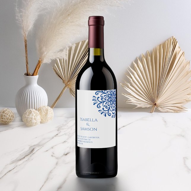 Etiqueta Para Botella De Vino Brillante azul caprichoso (Subido por el creador)