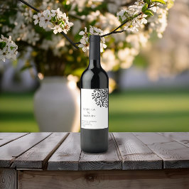 Etiqueta Para Botella De Vino Brillante blanco y negro