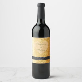 Etiqueta Para Botella De Vino Brillo Falso Dorado Con Corazón