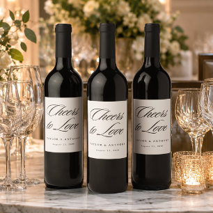 Etiqueta Para Botella De Vino Brindis al Amor Boda Simple Elegante