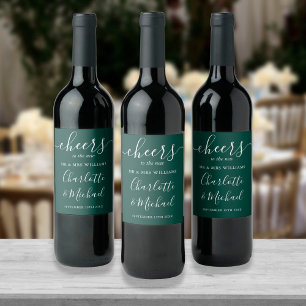 Etiqueta Para Botella De Vino Brindis al Sr. y la Sra. Emerald Green Wedding