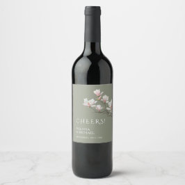 Etiqueta Para Botella De Vino Brindis de boda de magnolia de bellas artes