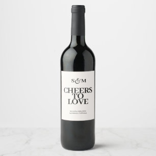 Etiqueta Para Botella De Vino Brindis Fancy Script con Corazón Boda