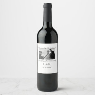 Etiqueta Para Botella De Vino Brindis por 10 años feliz aniversario agregar foto