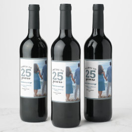 Etiqueta Para Botella De Vino Brindis por 25 años de aniversario de bodas