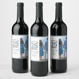 Etiqueta Para Botella De Vino Brindis por 25 años de aniversario de bodas