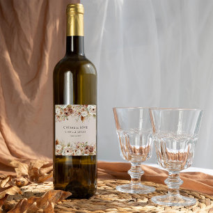 Etiqueta Para Botella De Vino Brindis por el Amor Bodas Florales Rústicas Campes