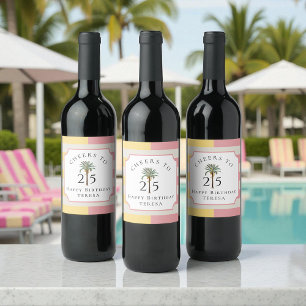 Etiqueta Para Botella De Vino Brindis por los 25 Cumpleaños Tropicales de Palm B