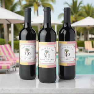 Etiqueta Para Botella De Vino Brindis por los 30 Cumpleaños Tropicales de Palm B