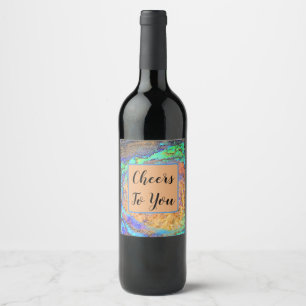 Etiqueta Para Botella De Vino Brindis por usted anfitriona mosaico colorido grac