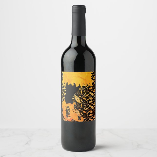 Etiqueta Para Botella De Vino Bruja dorada (Anverso)