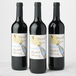 Etiqueta Para Botella De Vino Brunch y vino espumoso dorado Show de novia