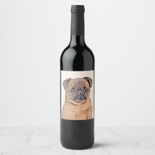 Etiqueta Para Botella De Vino Bruselas Griffon Smooth Painting Original Dog Art