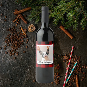 Etiqueta Para Botella De Vino Búfalo Rojo Tapado Y Woofmas De Cerezo Con Foto De
