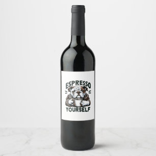 Etiqueta Para Botella De Vino Bulldog de Espresso Caliente - Café Acogedor 