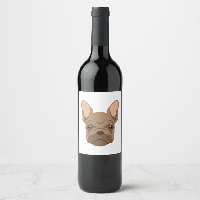 Etiqueta Para Botella De Vino Bulldog francés (Anverso)