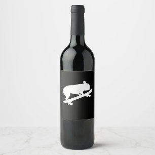 Etiqueta Para Botella De Vino bulldog francés divertido en regalo de patineta