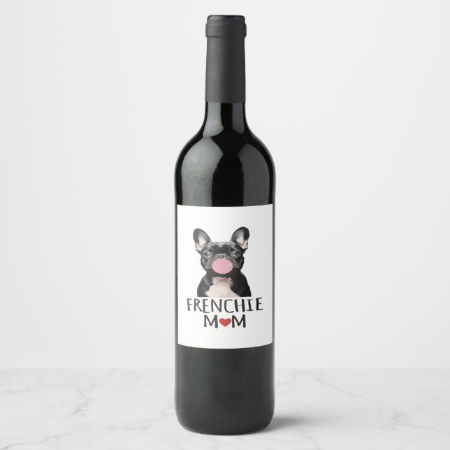 Etiqueta Para Botella De Vino Bulldog francés lindo (Anverso)