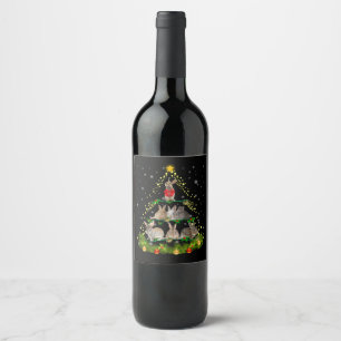 Etiqueta Para Botella De Vino Bunny Gift   Luz del árbol de Navidad de conejo co