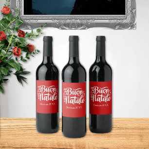 Etiqueta Para Botella De Vino Buon Natale italiano personalizado Feliz Navidad
