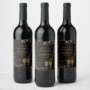 Etiqueta Para Botella De Vino Burbujas de vino espumoso de oro, Boda de oro y ne