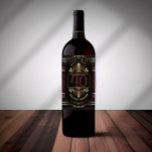 Etiqueta Para Botella De Vino Burgandy de oro negro vintage personalizado<br><div class="desc">Un diseño para la celebración. Plantilla de etiqueta completamente personalizable para cualquier edad sólo edita el año y la edad.</div>